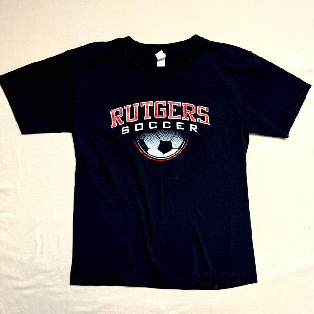 Rutgers Soccer TShirt Boy’s Youth Large Black Scarlet Knights NJ College Sport